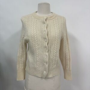 Vintage 90s Cream Color 100% Wool Sweater